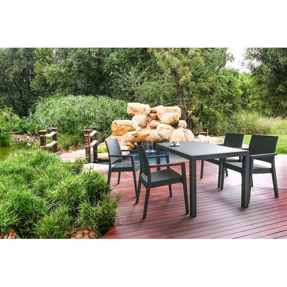 Dark Gray Compamia Ibiza Patio Dining Arm Chairs (Set of 2) - Outdoor Furniture for Garden, Poolside, and Backyard Relaxation
