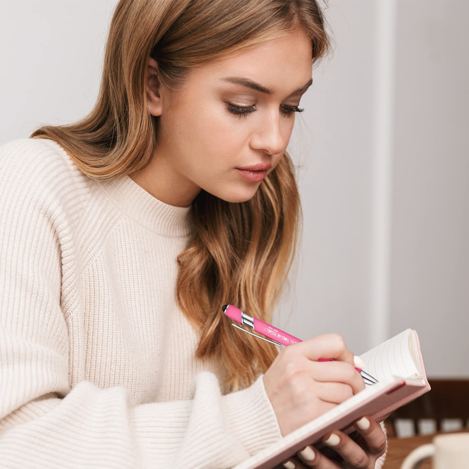 Eersida 4-Pack Inspirational Bible Pens with Bible Verse Quotes - Refillable Ballpoint Pens in Purple for Women & Men - Perfect for Journaling, Bible Study & Gift Giving (Includes Matching Gift Case)