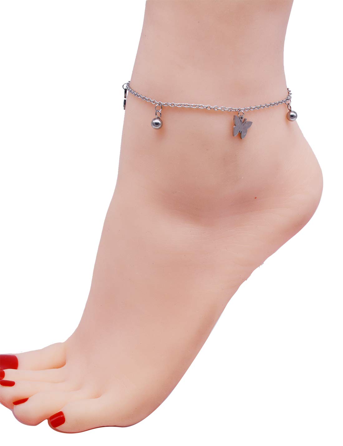 Rose Gold Ankle Bracelets for Women - Dainty Butterfly Anklet in 18K Gold Plated Stainless Steel - Elegant Foot Jewelry for Summer, Beach, Wedding & Everyday Wear
