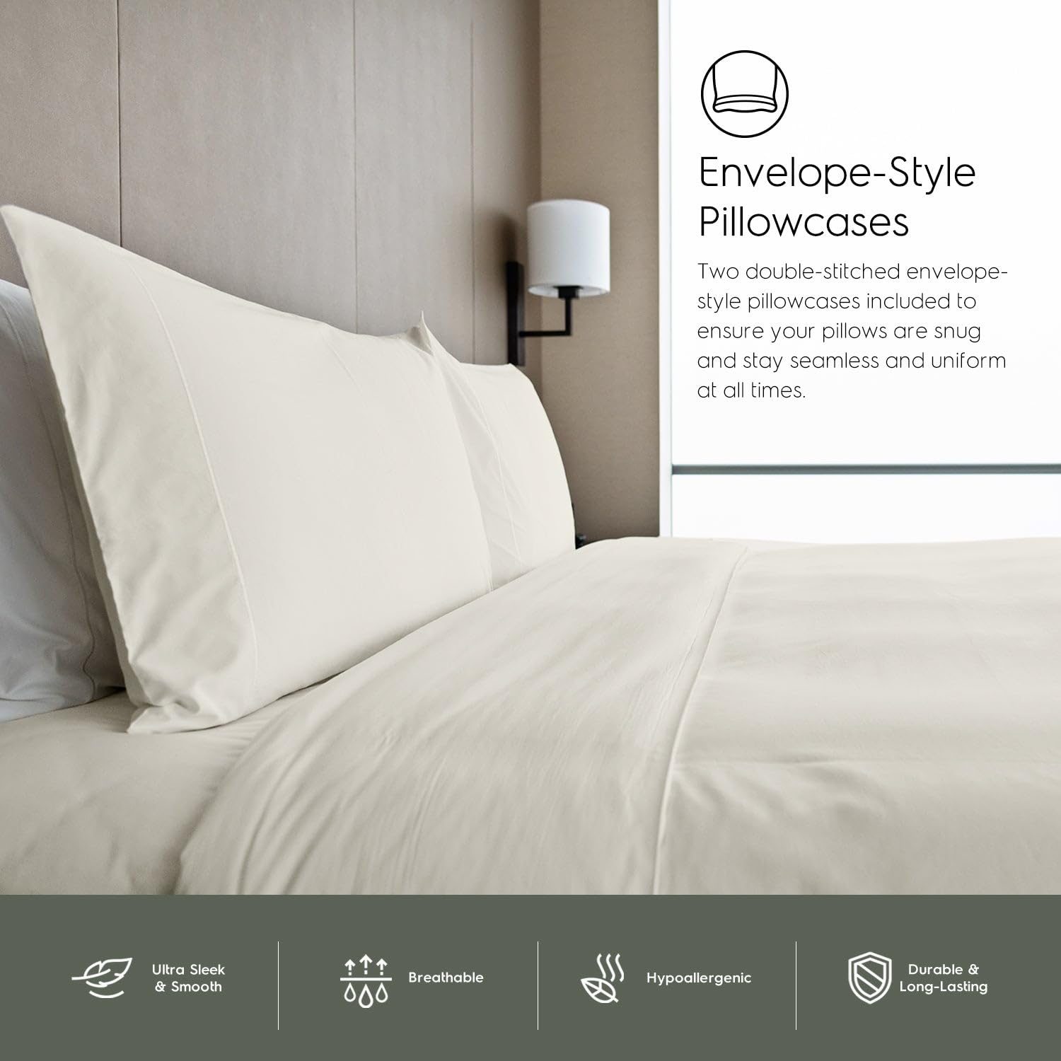 Tafts Queen Sheets Set - 100% Bamboo Viscose Bedding, Ultra Soft & Cooling Sheets with Double Stitched Edges, Lifetime Quality Guarantee (Ivory White) - Perfect for Hot Sleepers & Luxury Bedroom Decor