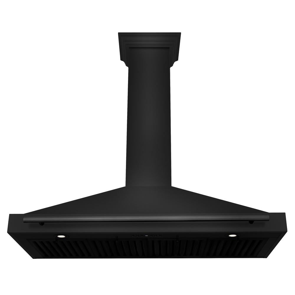 ZLINE 48 Inch Convertible Black Stainless Steel Wall Mount Range Hood with Black Stainless Steel Handle (BSKB4X 48) - Powerful Kitchen Ventilation for Gas Stoves, Cooking, and Smoke Removal