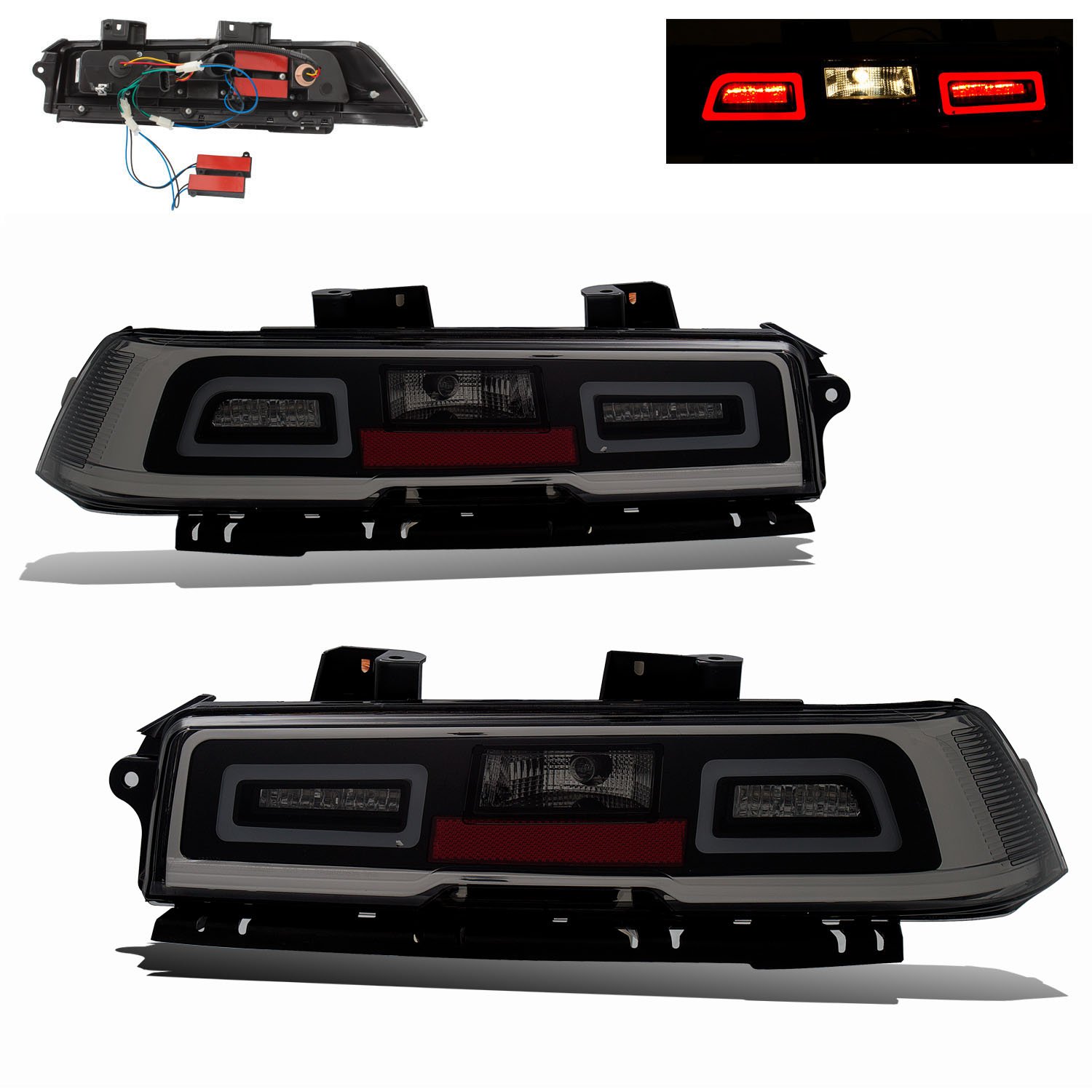Smoke LED Tail Lights Assembly Set for Chevy Camaro - Pair (Left Driver & Right Passenger Side) Replacement - Upgrade Your Ride with Bright, Durable Lights for Night Driving & Enhanced Safety