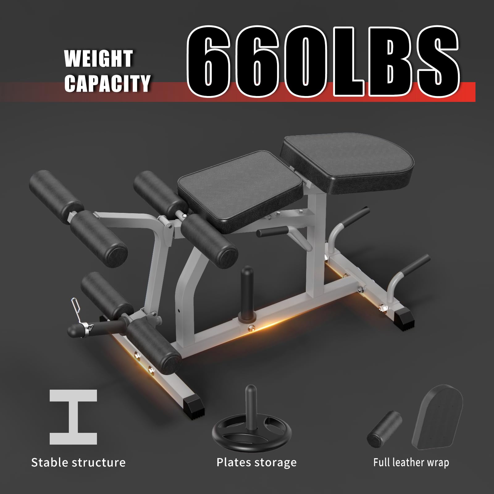 2-in-1 Adjustable Leg Extension and Curl Machine for Home Gym - 660lbs Weight Capacity - Smooth Transition Between Exercises - Perfect for Leg Workouts and Strength Training