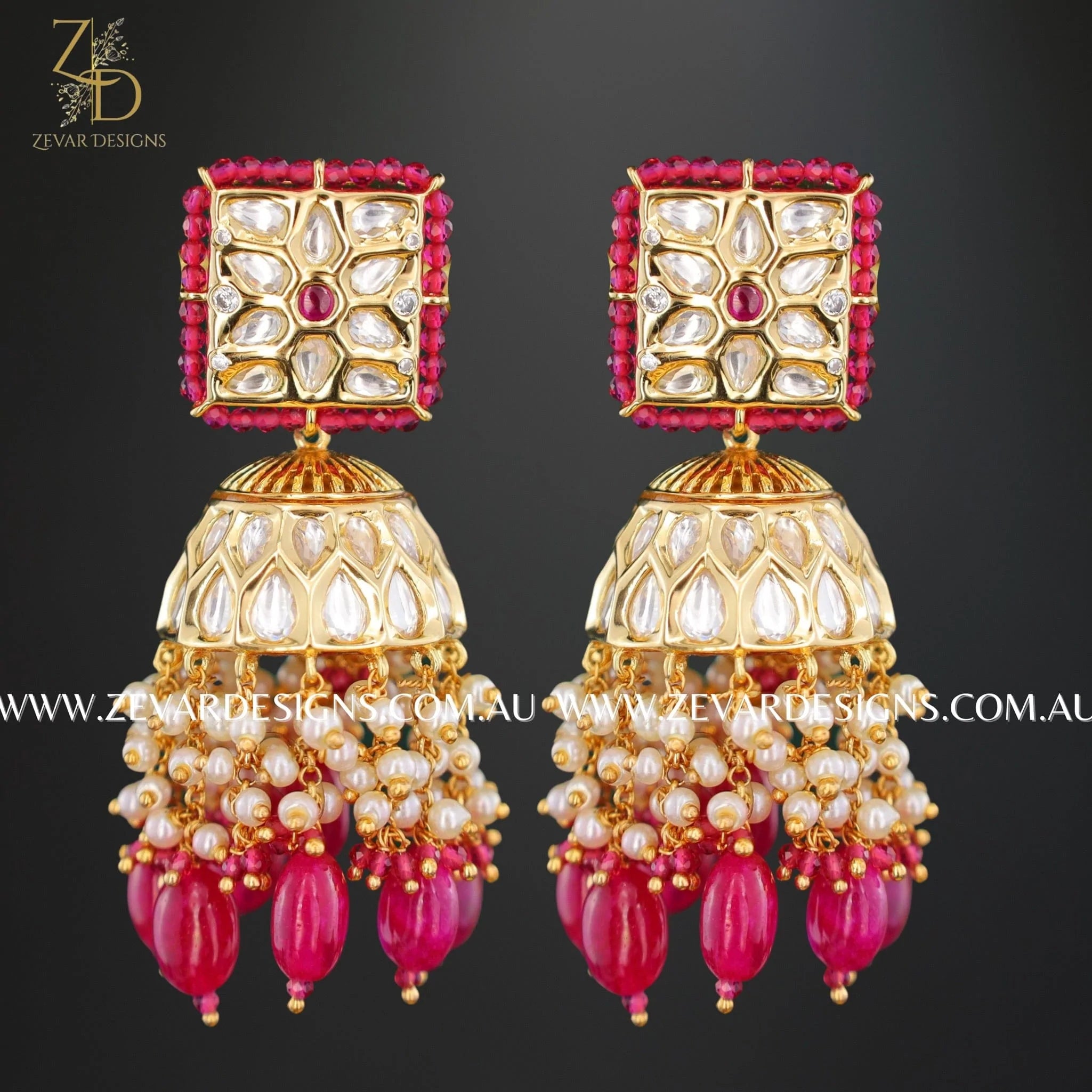 Exquisite Kundan Polki AD Choker Set in Hot Pink - Perfect for Weddings, Parties & Ethnic Fashion Accessories