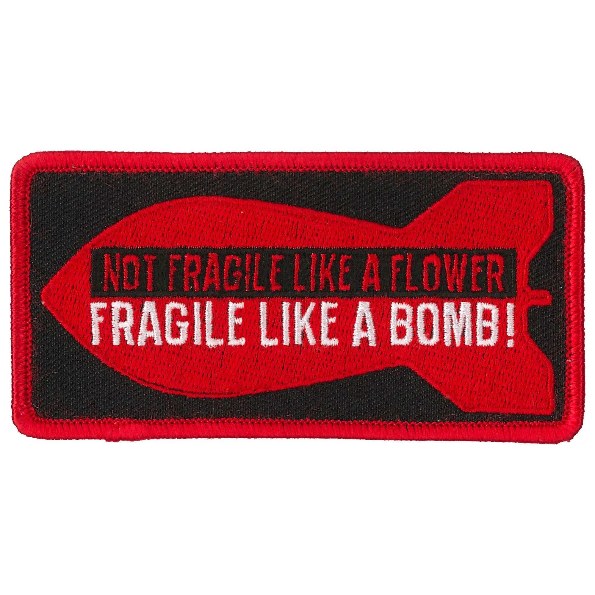 Fragile Like A Bomb Iron-On Patch - Punk Rock Embroidered Badge for Jackets, Bags & DIY Crafts - Perfect for Denim, Backpacks & DIY Fashion Projects