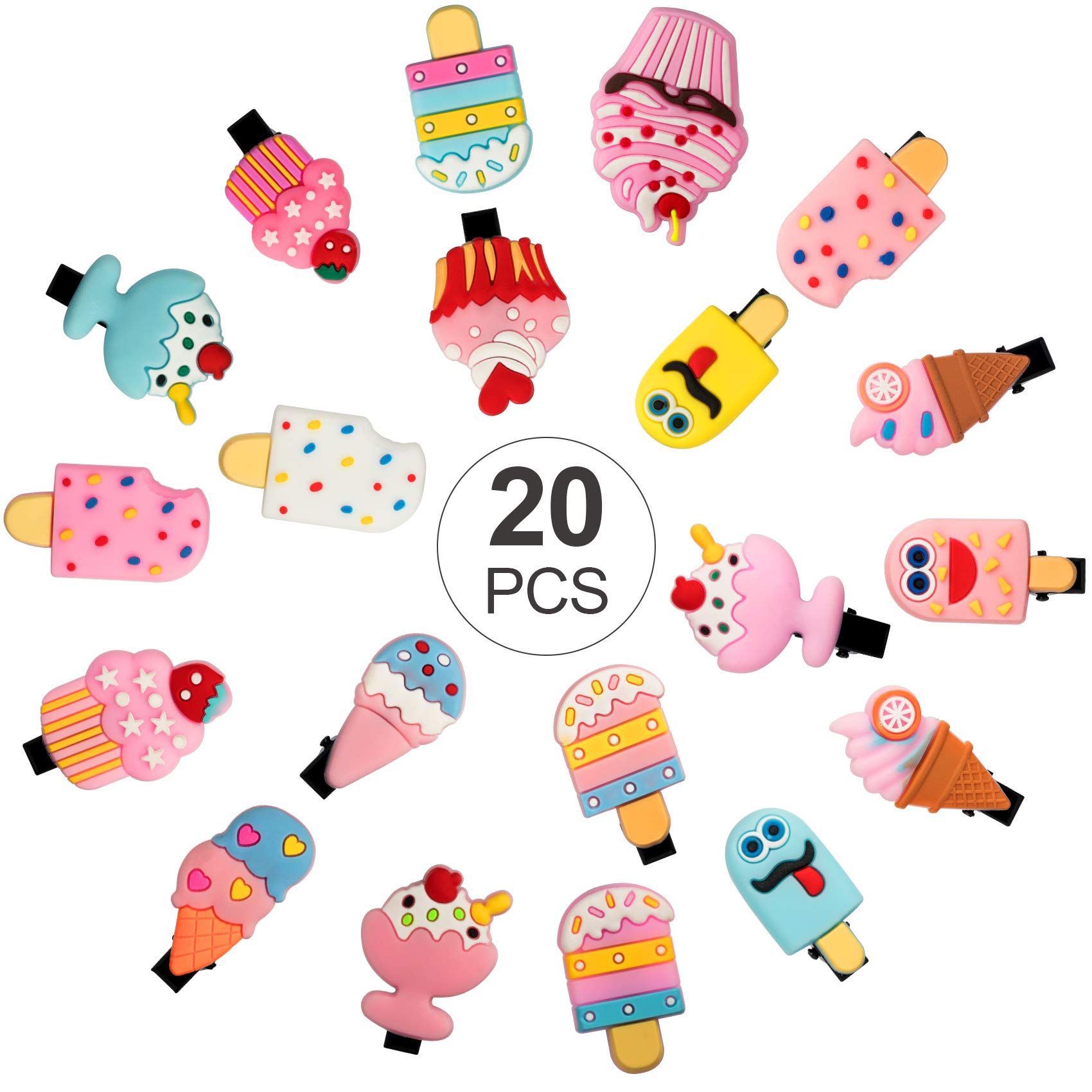 PAGOW 20PCS Cute Korean Style Hair Clips Set - Assorted Dessert Pattern Hair Accessories, Bow Ties & Headbands for Women & Girls | Perfect for Parties, Gifts & Daily Fashion Styling