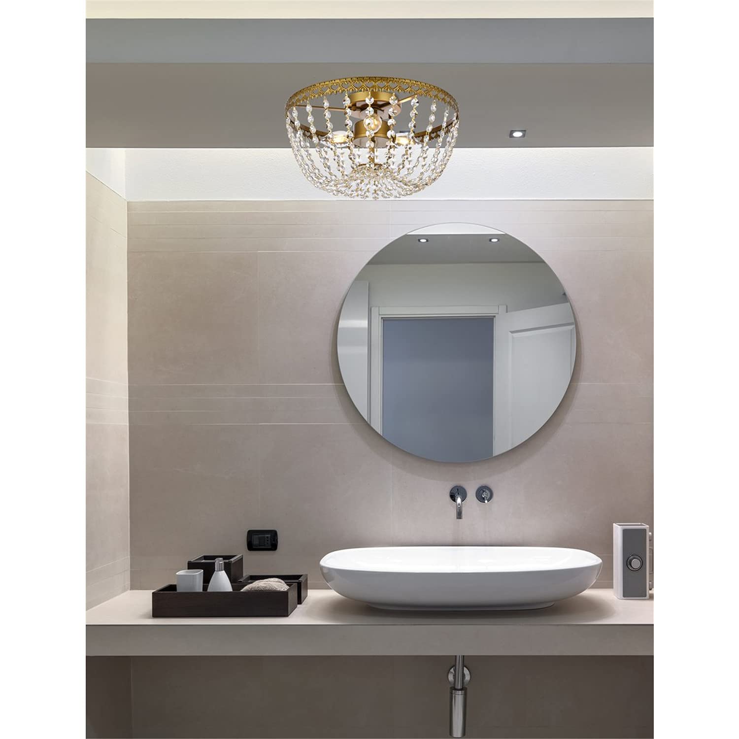 14 Inch Brass Flush Mount Ceiling Light - Modern Indoor Home Decor for Living Room, Bedroom & Kitchen | Energy-Efficient Bright Lighting Fixture