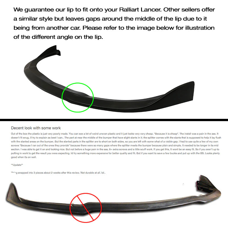 CS Style Front Lip for 2009-2015 Mitsubishi Lancer Ralliart & 2012-2015 Lancer GT/GTS - Aggressive Aero Upgrade for Street Racing & Car Shows