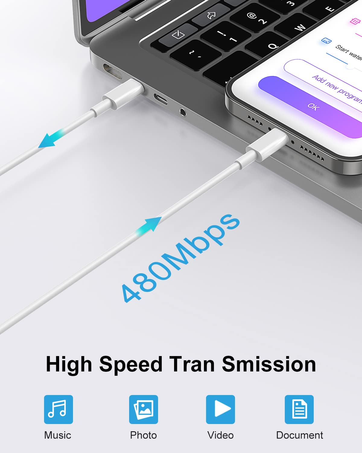 Apple MFi Certified USB C to Lightning Cable 6.6ft 3Pack - Fast Charging Cord for iPhone 14/13/12/11/X/8, iPad & AirPods Pro - Durable Charger for Home, Office & Travel