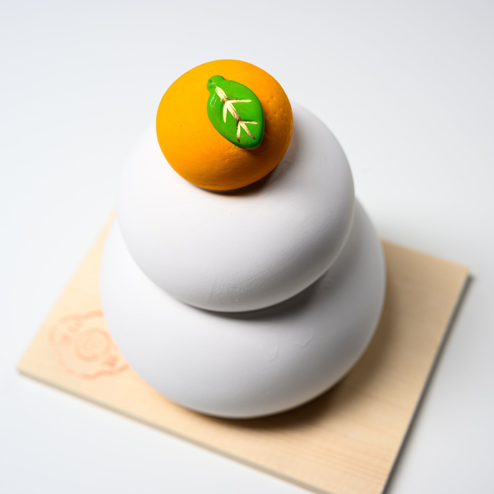 Seto Ware Lucky Ornament Kagami Mochi - Japanese New Year Decorative Rice Cake for Good Fortune | Traditional Home & Office Decoration