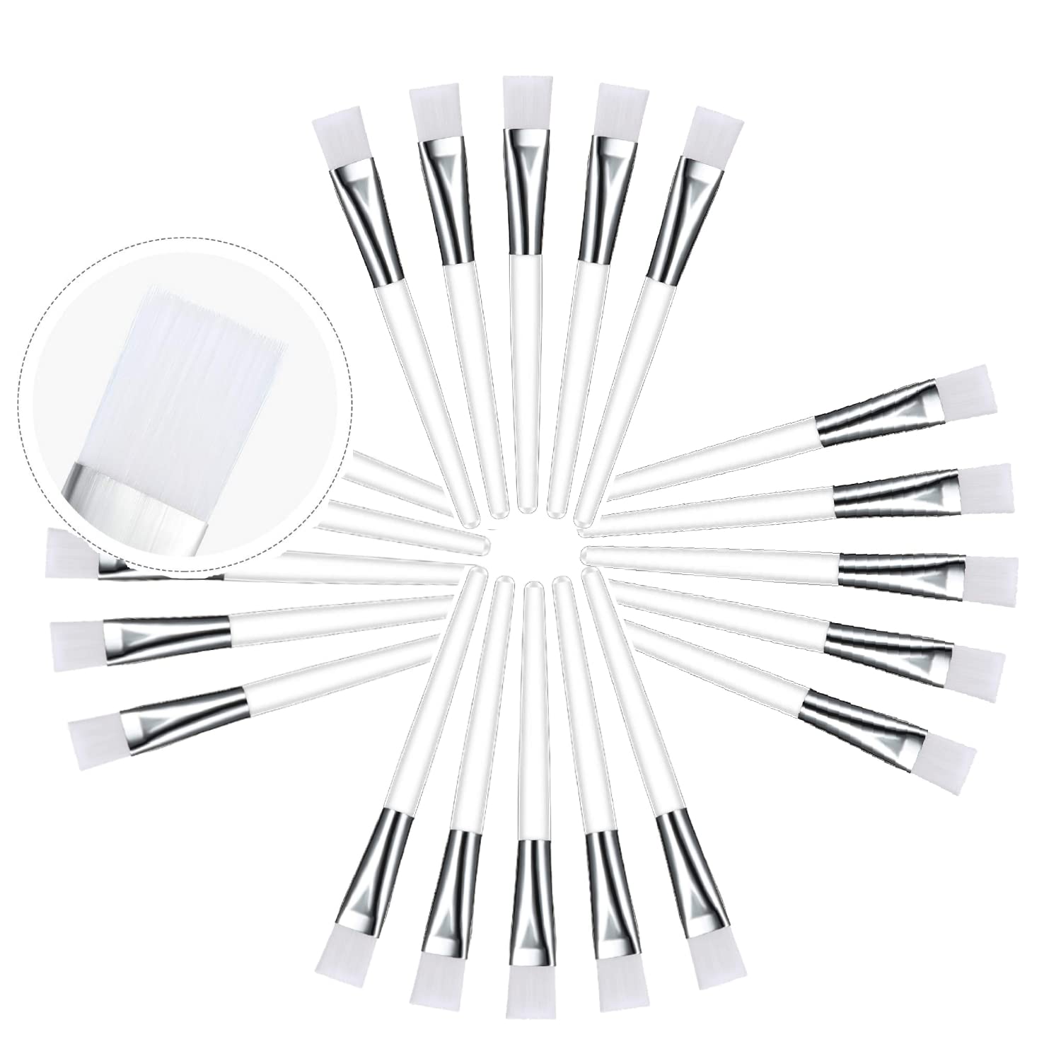 ARUHIU 12-Piece Makeup Brush Set - Professional Facial Mask & Cosmetic Brushes with Clear Plastic Handle (Large) - Perfect for Foundation, Blending, Contouring & Skincare