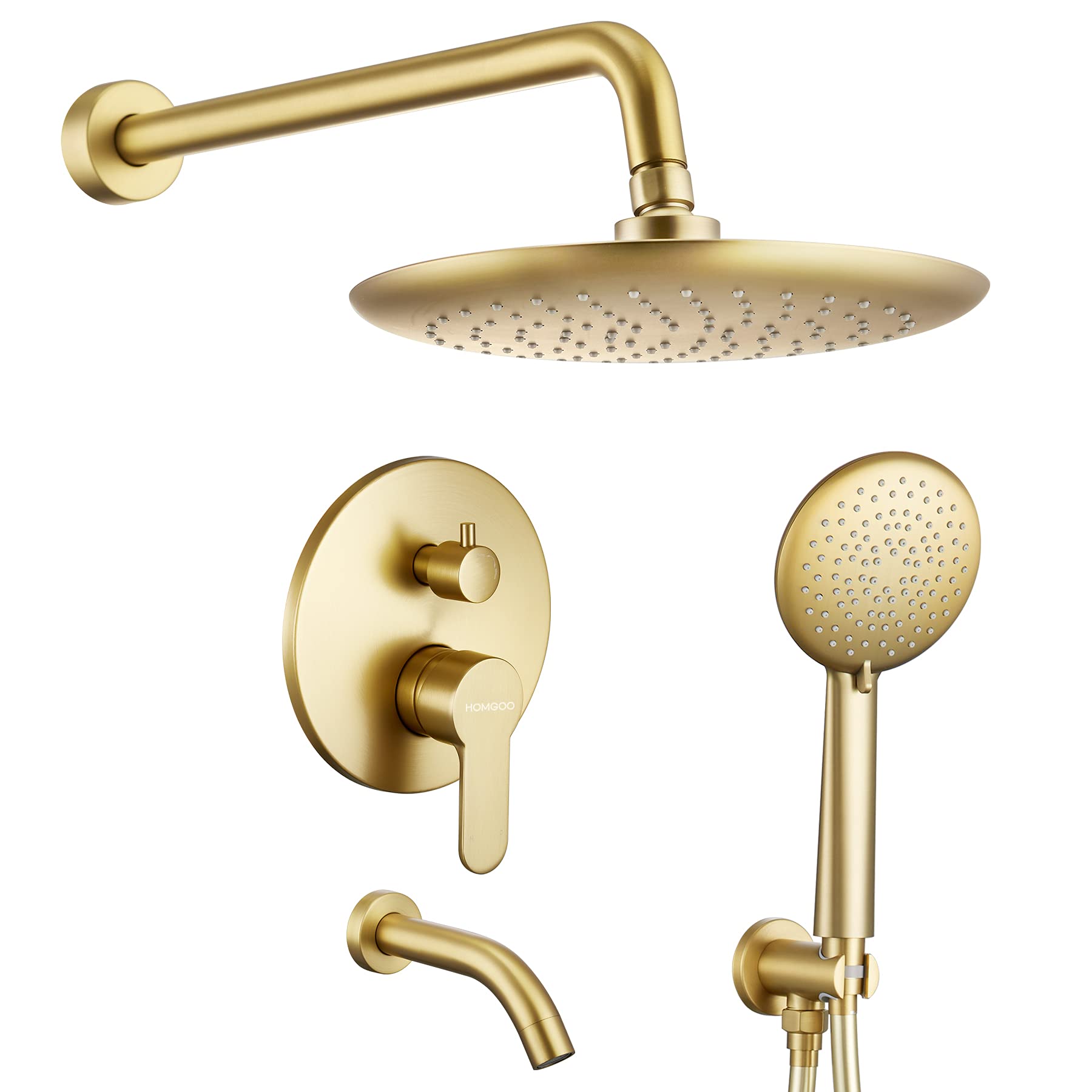 HomGoo Brushed Gold Shower System with 10