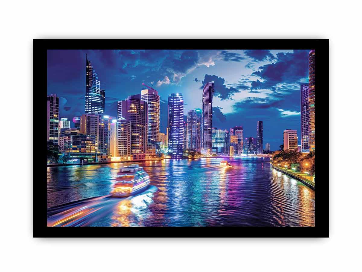 Brisbane River Canvas Art Print - Stunning Waterfront Landscape Wall Decor for Living Room, Bedroom & Office