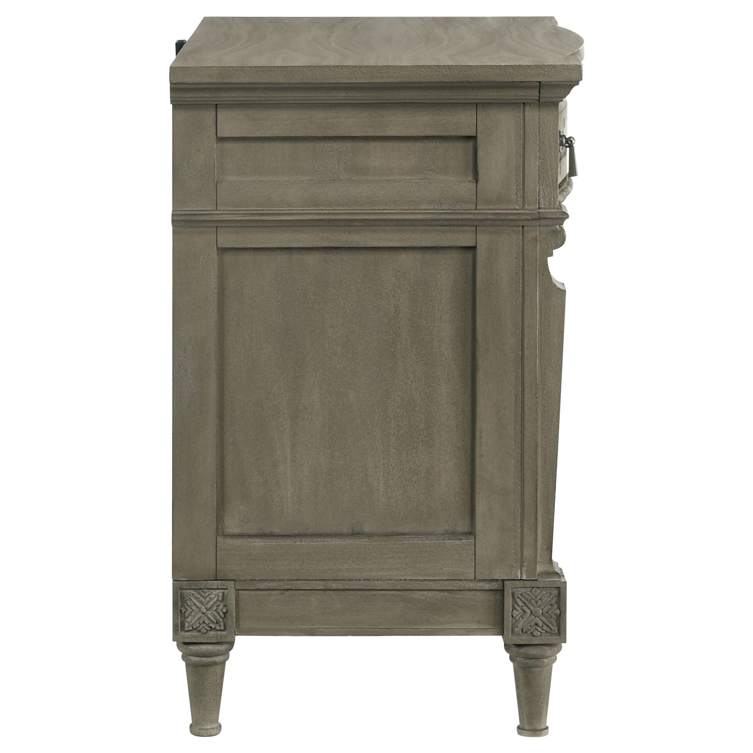 Pemberly Row 3-Drawer Traditional Wood Nightstand in French Gray - Classic Bedside Table for Bedroom, Living Room & Guest Room Storage