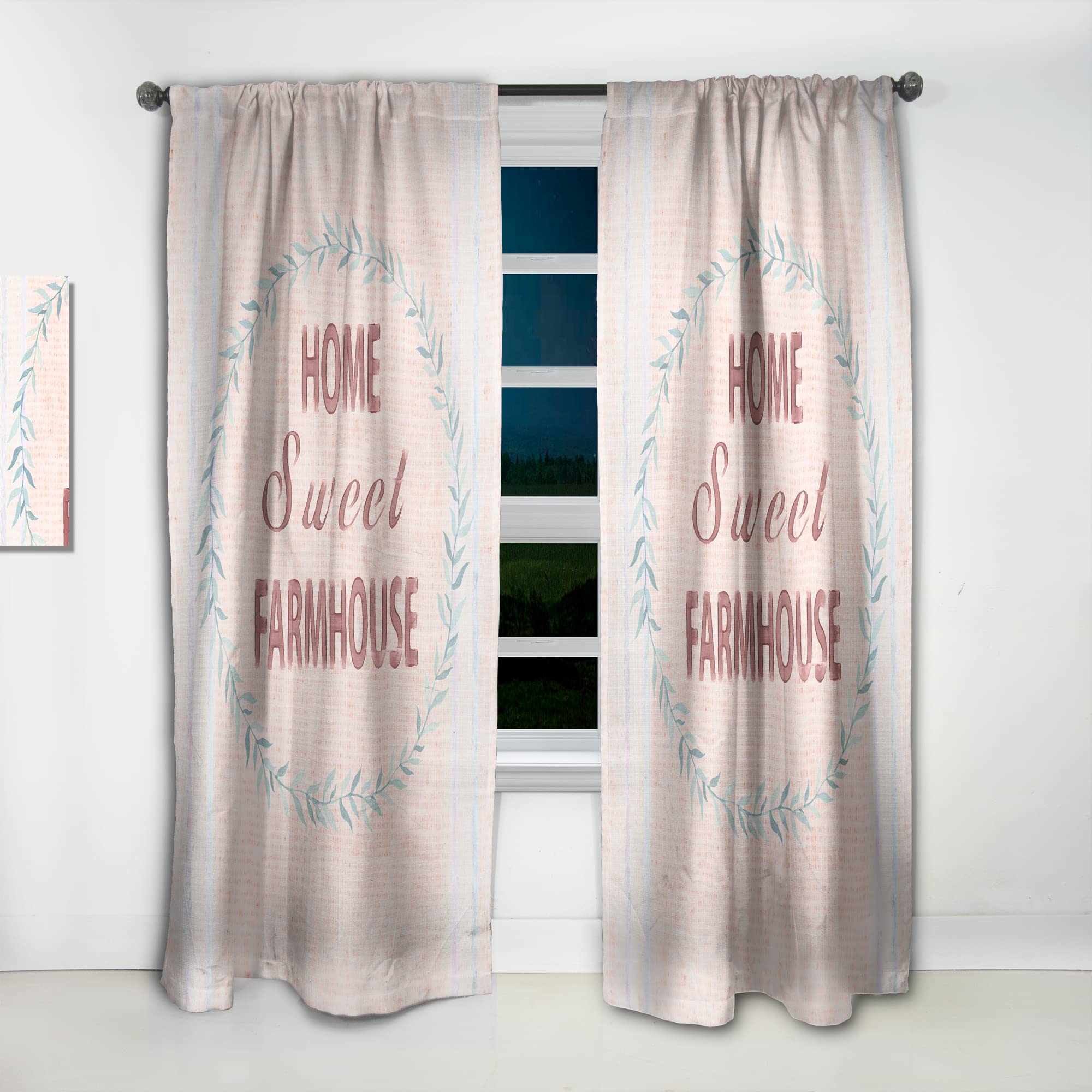 Farmhouse Floral Blackout Curtains - Thermal Insulated Single Panel 52x108 - Elegant Window Drapes for Bedroom & Living Room - Perfect for Home Decor & Light Blocking