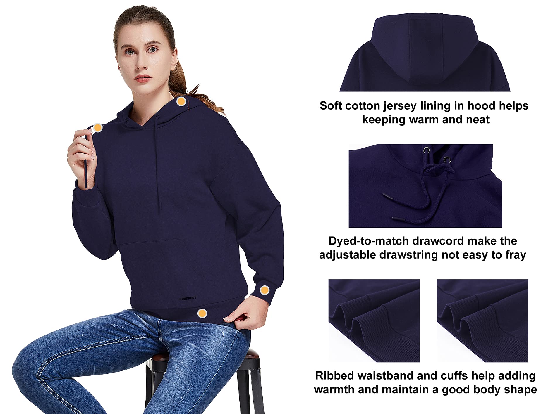 Women's Casual Pullover Hoodie with Drawstring & Pocket - Soft Fleece Sweatshirt for Everyday Wear (Sizes S-2XL) | Perfect for Gym, Running, Outdoor Activities & Lounge Wear