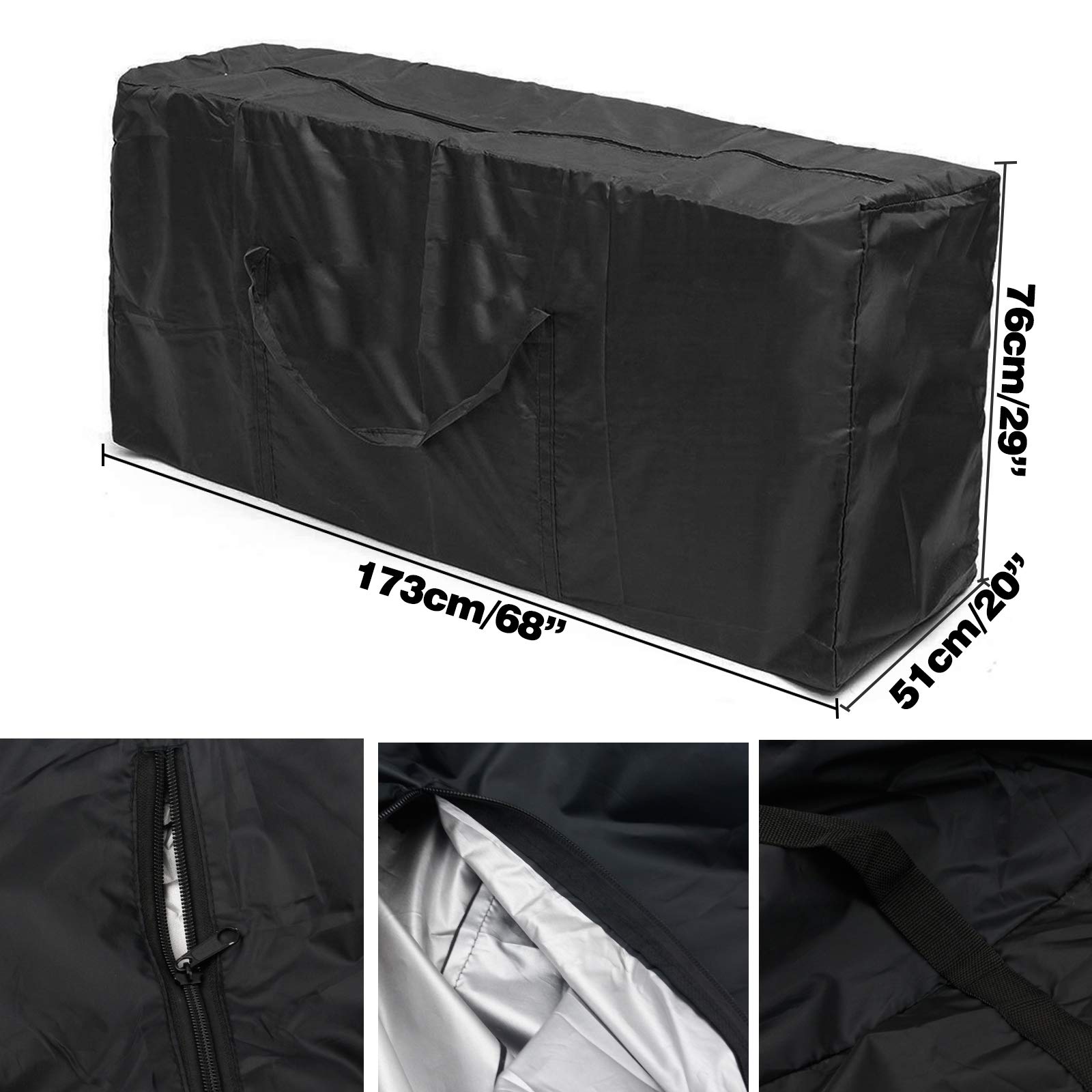 Extra Large 210D Oxford Fabric Zippered Storage Bag for Patio Furniture Cushions - Heavy Duty Waterproof & Dustproof Cover for Outdoor Garden Furniture Protection - Perfect for Seasonal Storage, Travel, and Weather Protection