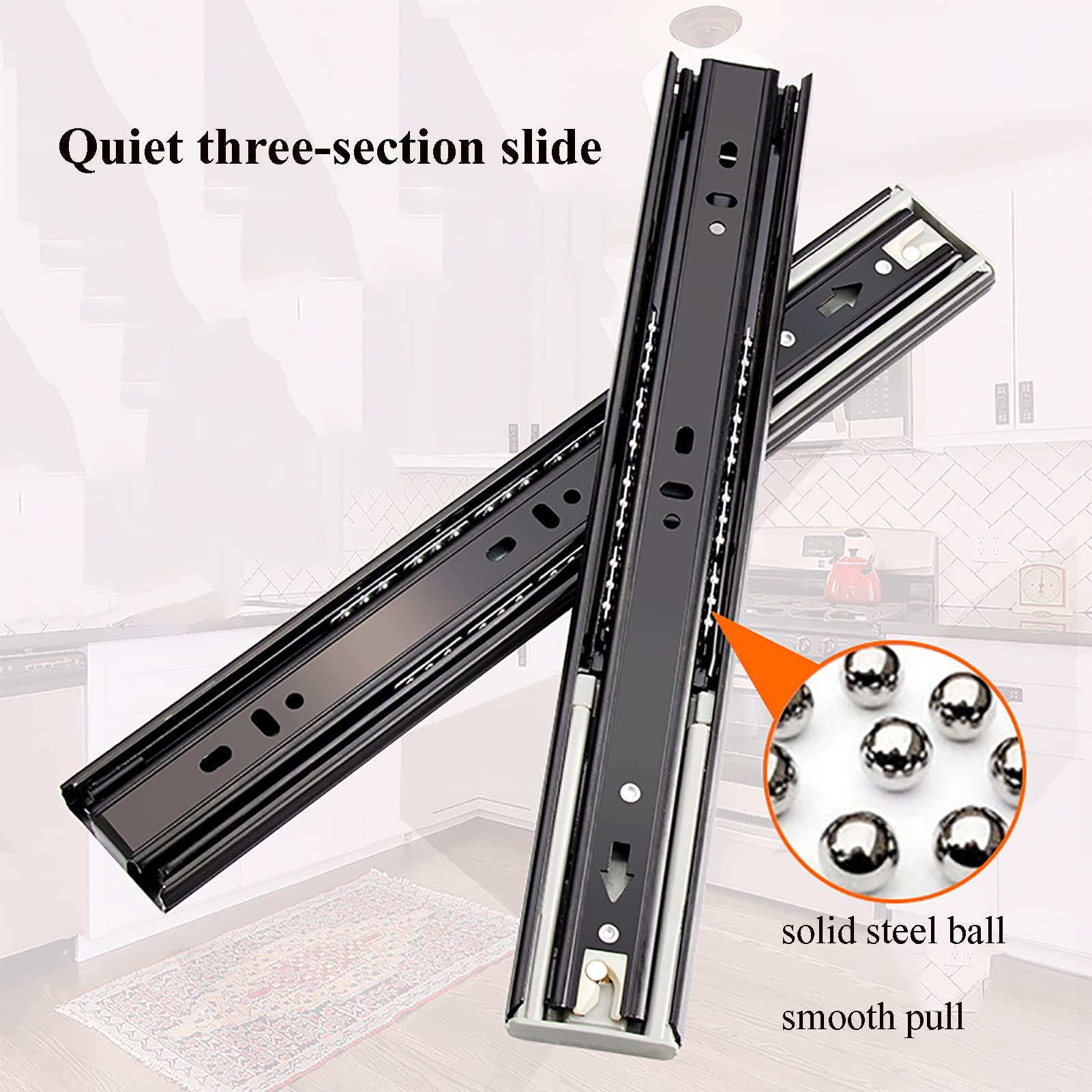 Heavy Duty Ball Bearing Drawer Slides - 100 Lbs Load Capacity, Fully Retractable Side-Mounted Drawer Runners (30cm/12 Inch Pair) - Perfect for Bookcases, Bedroom Furniture, Kitchen Cabinets & Office Storage Solutions