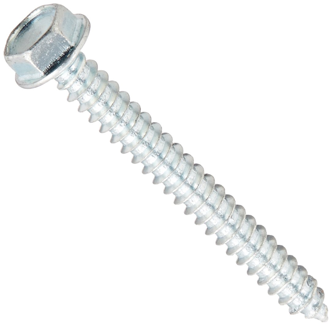 #8-18 Steel Sheet Metal Screws - Zinc Plated, Hex Washer Head (100 Pack) for DIY & Construction