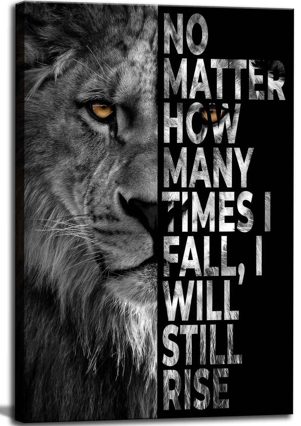 UHVBBCO Inspirational Lion Canvas Wall Art - Black & White Animal Prints, Modern Motivational Quotes Picture for Office, Living Room, Study & Home Decor | Perfect Wall Decor for Motivational Spaces & Modern Interiors