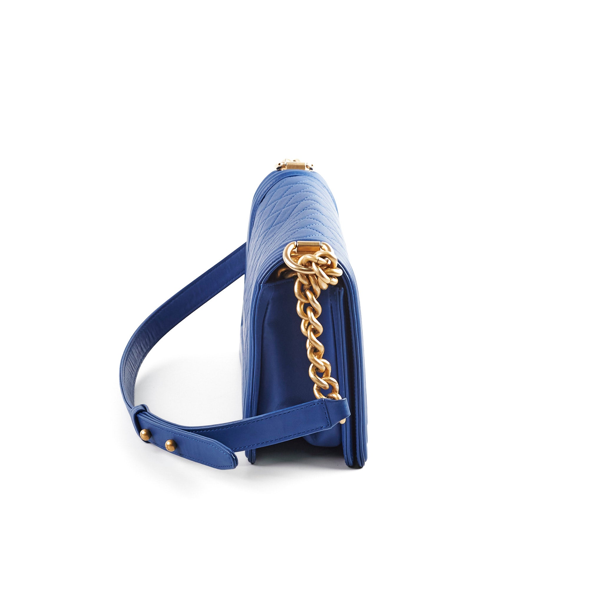 Chanel Old Medium Boy Bag in Blue - 27 Series Luxury Handbag for Women | Perfect for Evening Events, Parties & Special Occasions