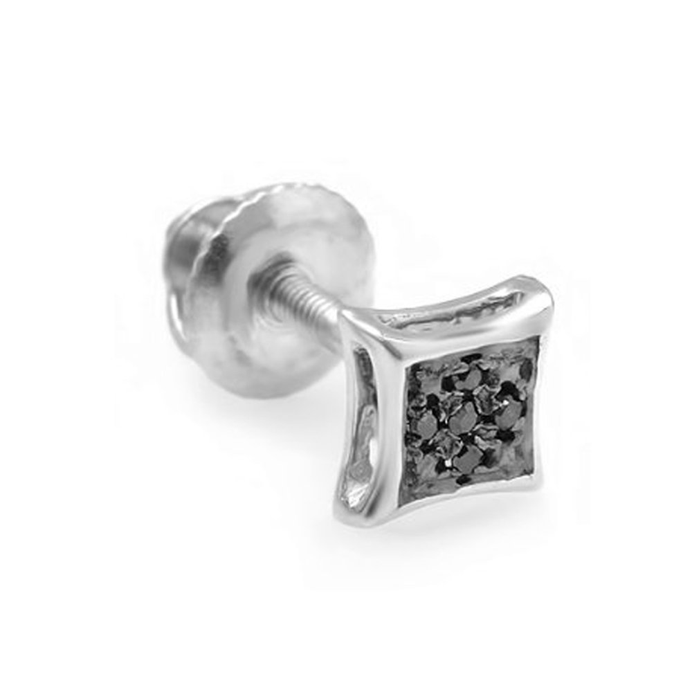 0.03ct Black Diamond Kite Stud Earrings for Women - Dazzlingrock Micro Pave Setting - Perfect for Parties, Weddings & Special Occasions