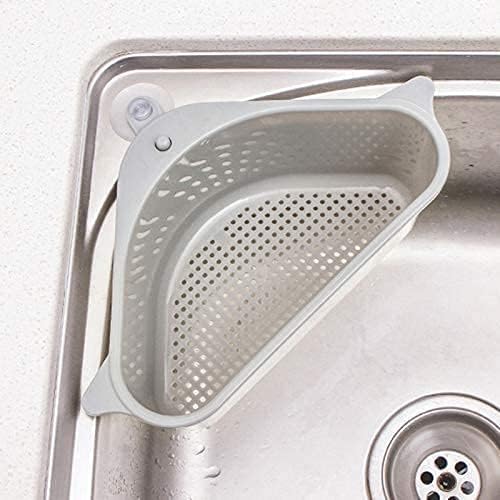 SHOPECOM Kitchen Sink Corner Strainer Basket - Removable Drainer & Storage Rack with Suction Cups | Perfect for Organizing Sponges, Soap, and Cleaning Tools in Small Kitchen Spaces