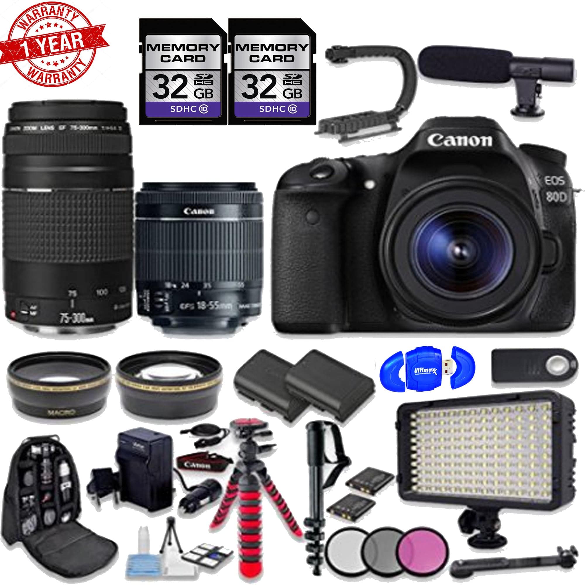 Canon EOS Rebel T6i/800D DSLR Camera Bundle with 18-55mm & 75-300mm Lenses - Professional Photography Kit for Beginners, Travel & Portrait Shooting