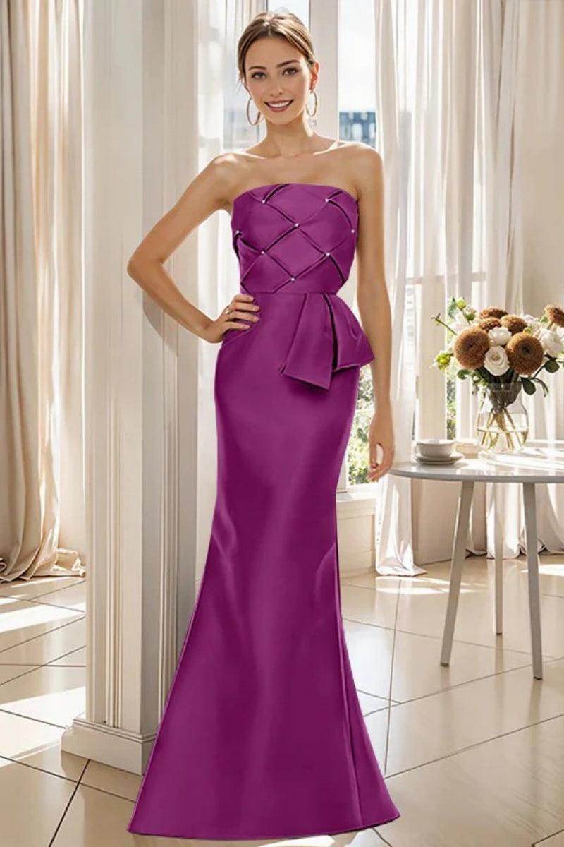 Elegant Mermaid Strapless Sleeveless Floor Length Mother of the Bride Dress CM0371 - Perfect for Weddings, Proms & Formal Occasions