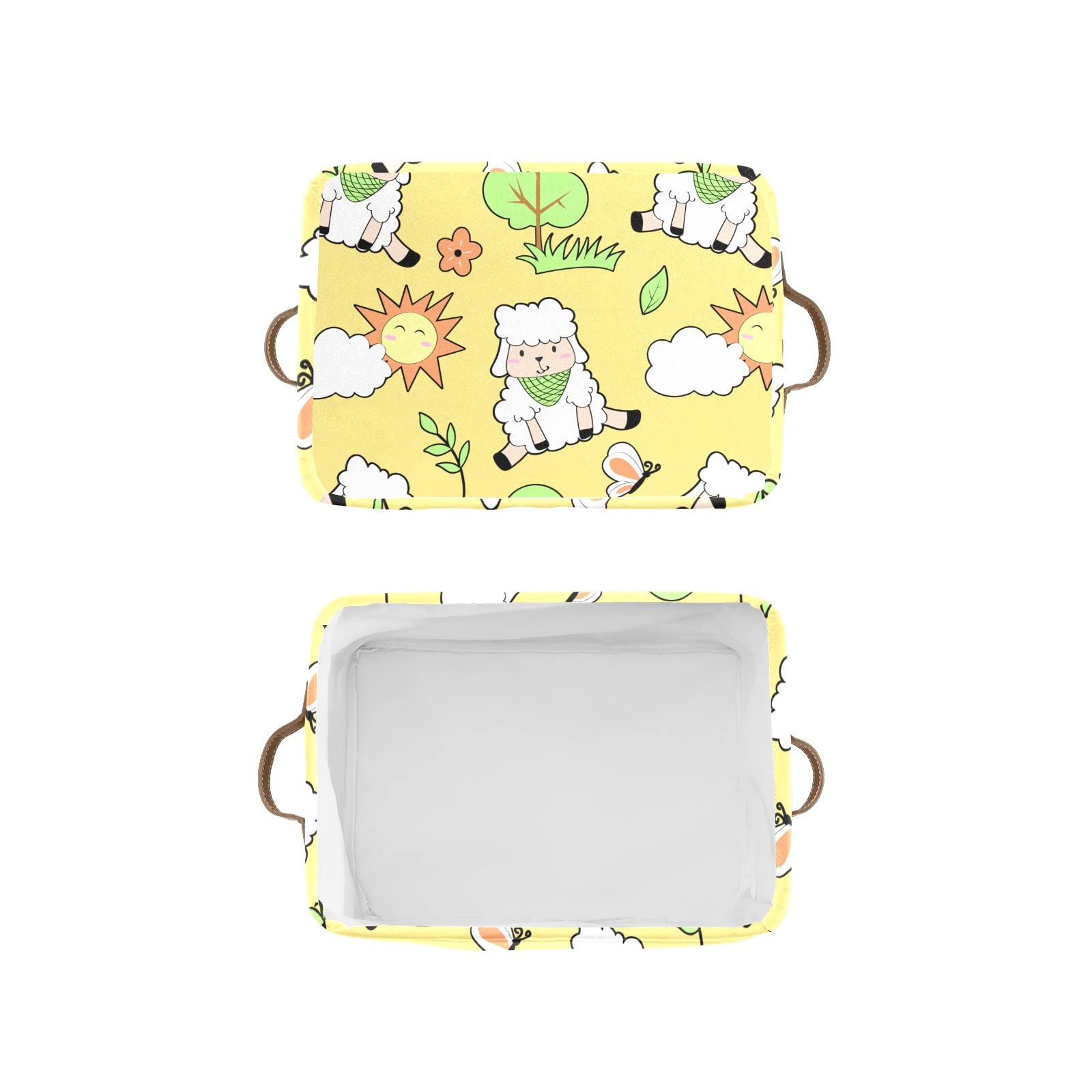 Custom Personalized Collapsible Storage Bins - Cute Sheep Design Decorative Basket with Handles, Rectangular Closet Organizer (1 Pack) | Perfect for Bedroom, Nursery & Home Organization