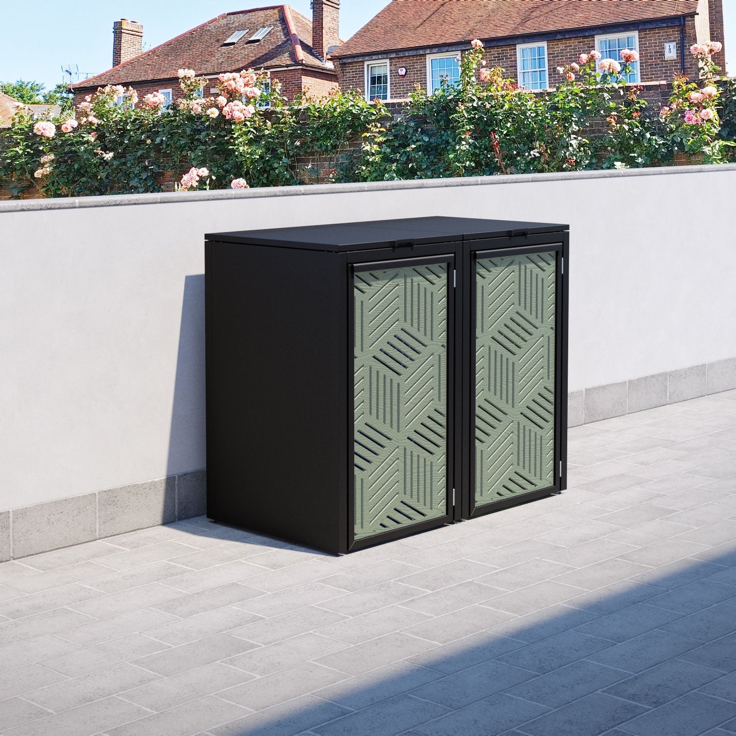Black 2 Bin Storage Cabinet with Mesh Door - Perfect for Pantry Organization, Kitchen Storage, and Garage Shelving