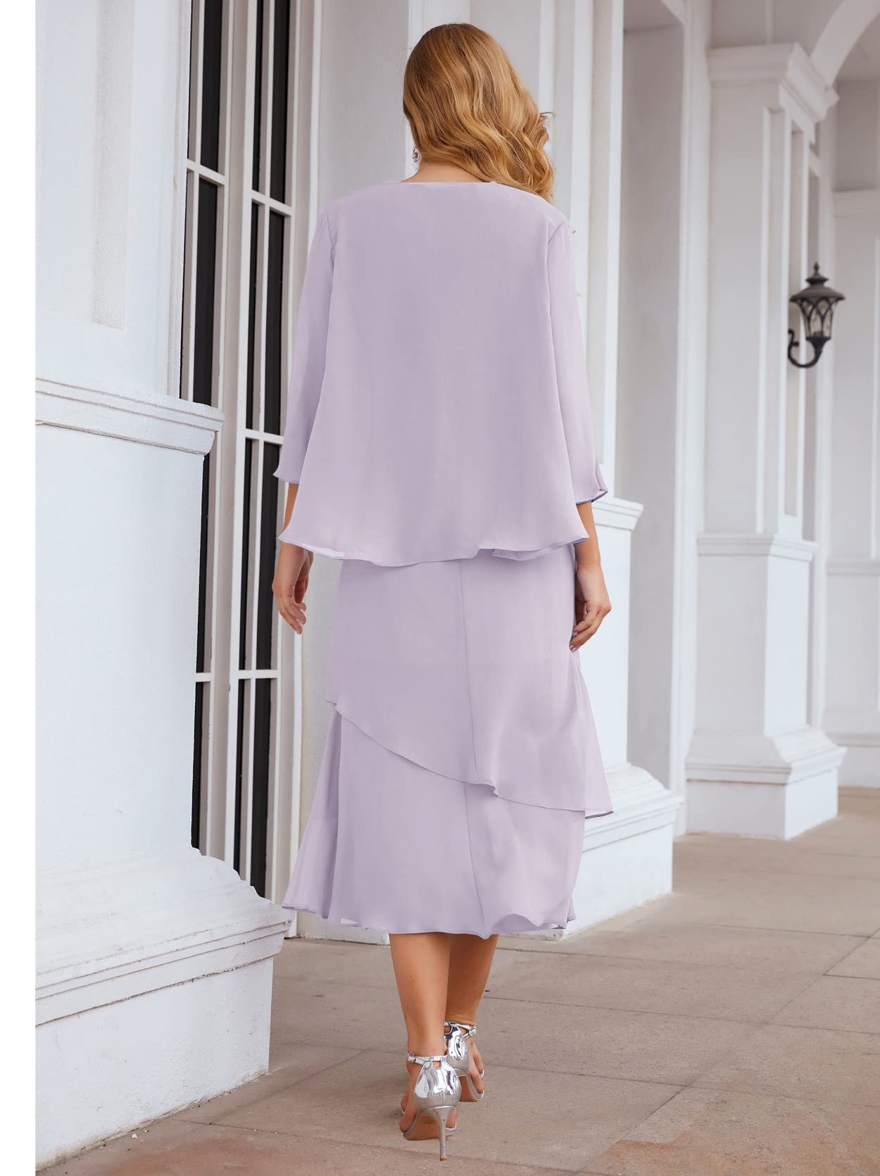 Elegant Plus Size Chiffon Mother of The Bride Dress for Women - Formal Prom Gown in Lilac, Size 16 - Perfect for Weddings, Evening Parties & Special Occasions