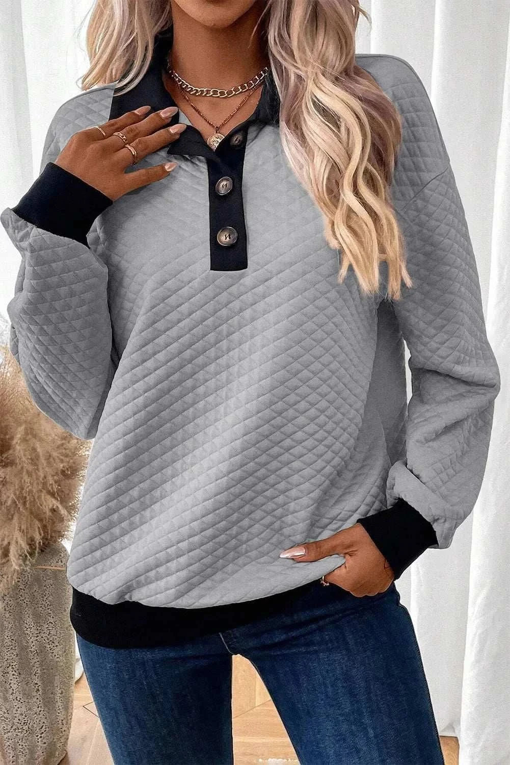 Elegant Long Sleeve Collared Blouse for Women - Office Wear, Business Casual & Formal Occasions