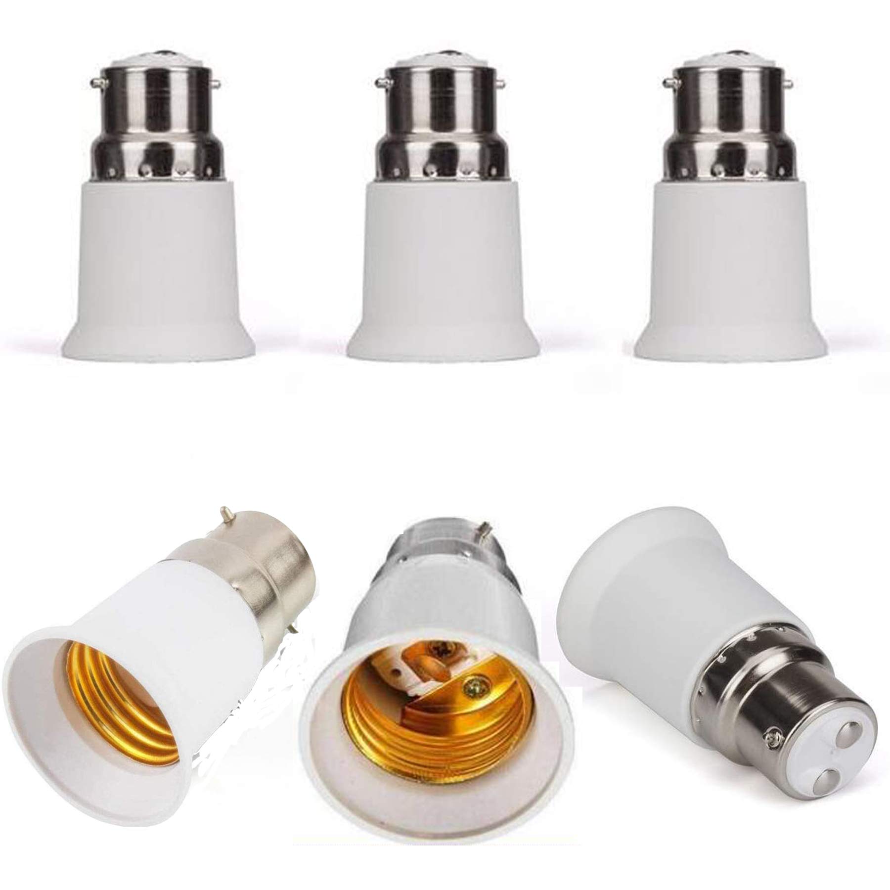 B22 to E27 LED Light Socket Adapter - 6 Pack, Fire Resistant, Halogen Bulb Holder Converter for Safe Fixture Replacement - Perfect for Home, Office, and Workshop Lighting Upgrades