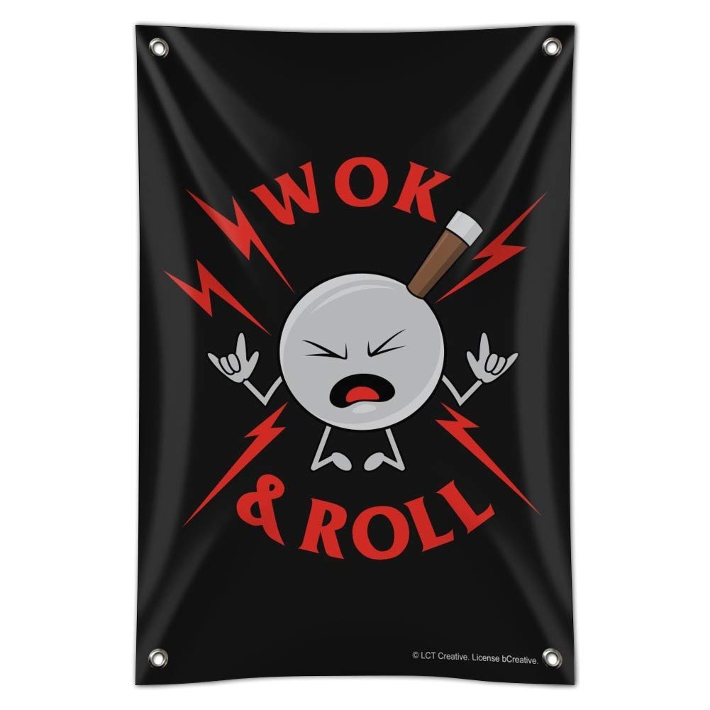 Funny Wok and Roll Rock Humor Sign - Perfect for Home, Office, or Business Decor - Great Gift for Cooking Enthusiasts & Restaurant Owners