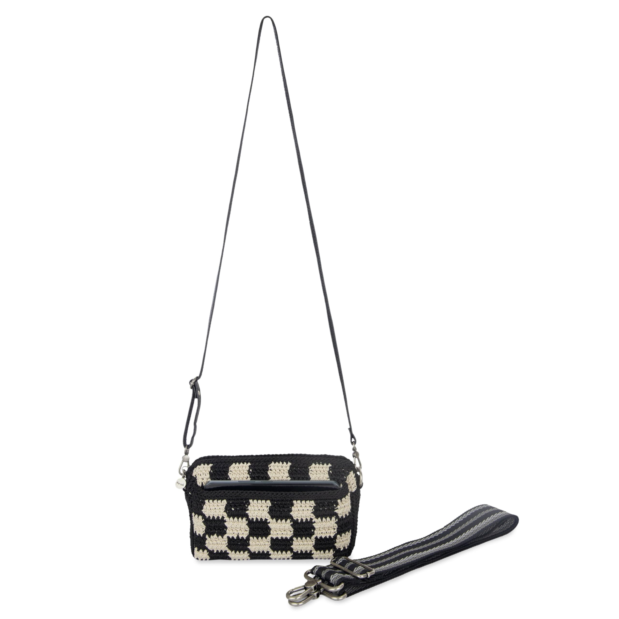 The Sak Cora Crossbody Bag for Women - Stylish Black Check Smartphone Purse - Perfect for Everyday Use, Travel & Shopping