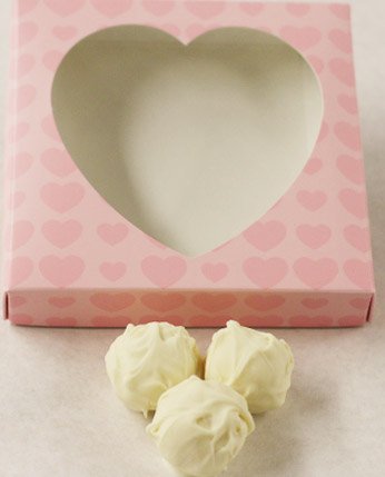 Scott's Cakes White Chocolate Chip Covered Chocolate Chip Marzipan Truffles - 1 Pound Pink Heart Gift Box | Gourmet Chocolate Truffles for Valentine's Day, Anniversary, Birthday & Romantic Gifts