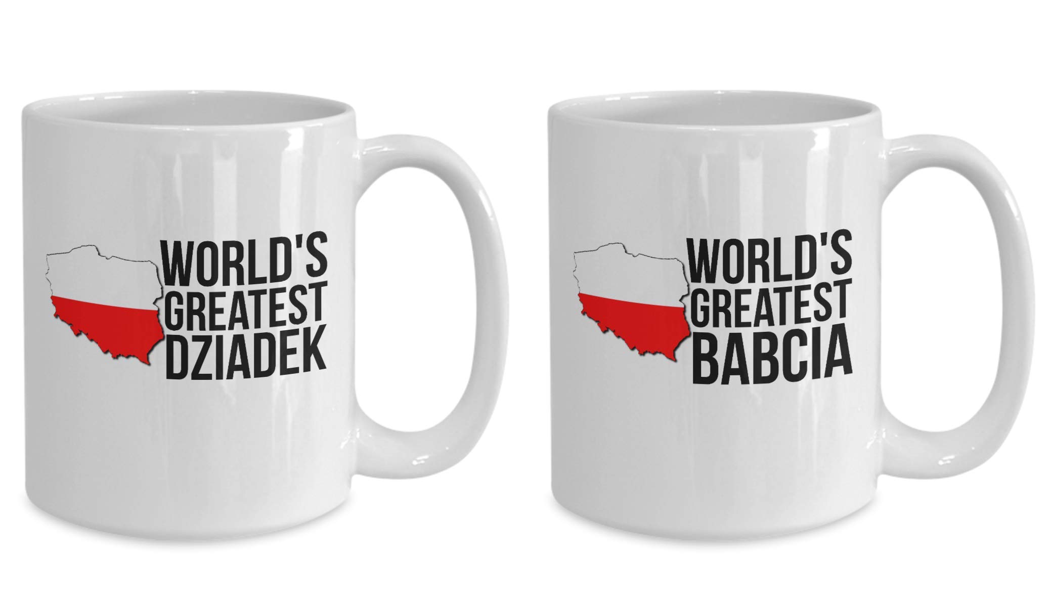 Babcia and Dziadek Coffee Mug Set - Polish Flag Themed Grandparent Gift - Perfect for Morning Coffee, Tea Time & Polish Heritage Celebrations