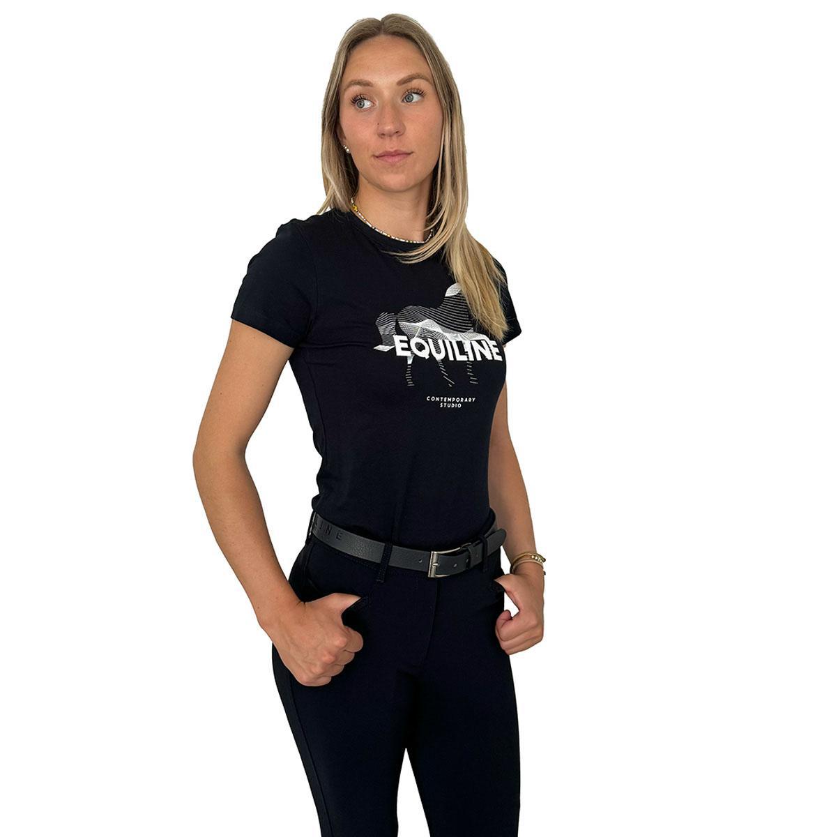 Equiline Women's Cubby Round Neck T-Shirt - Soft Cotton Casual Tee for Everyday Wear | Perfect for Work, Outings & Relaxing at Home
