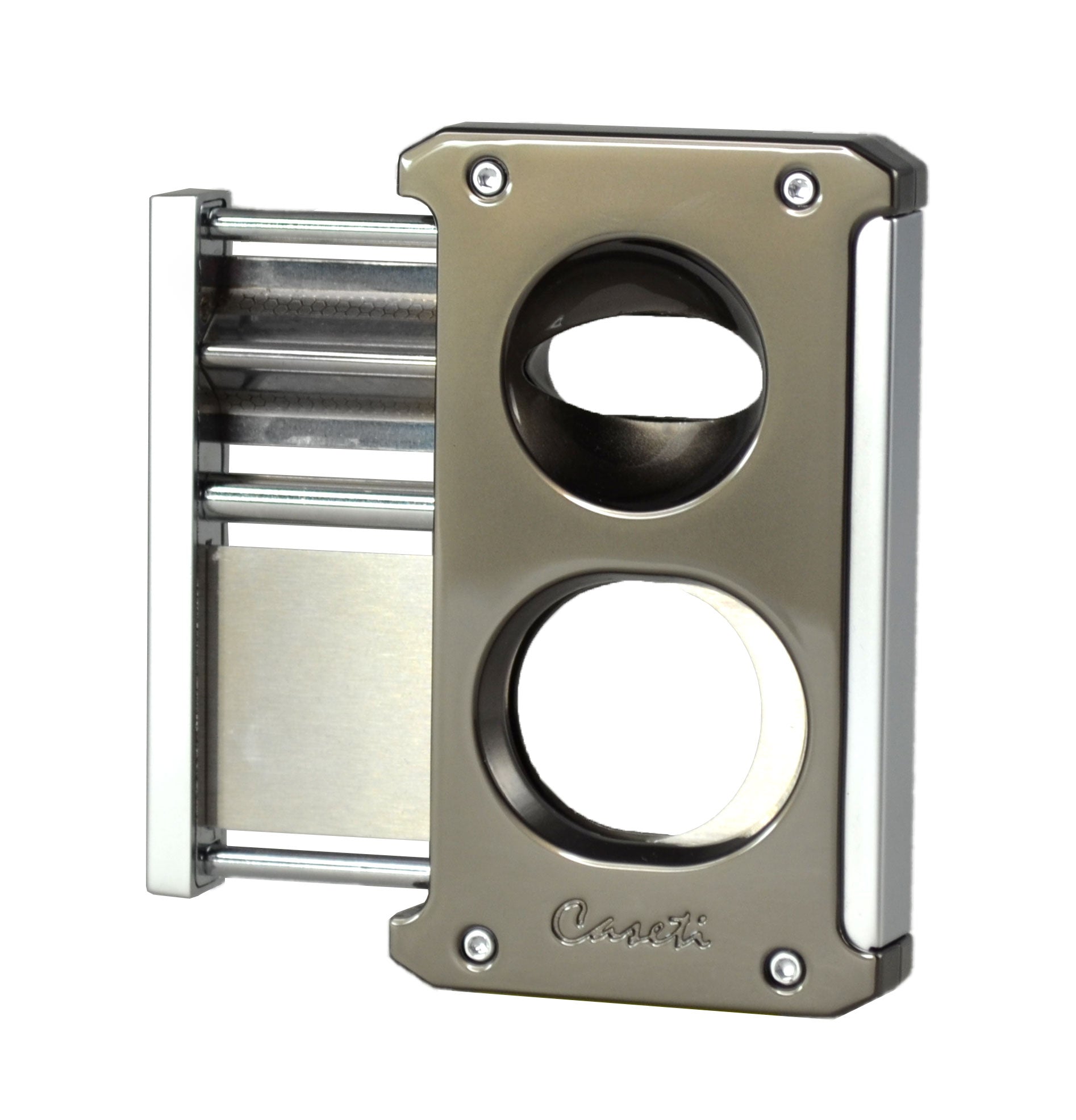 Premium Caseti Trident Gunmetal Cigar Cutter - Guillotine, Wedge & Punch 3-in-1 Design for Smooth Cuts | Perfect for Cigar Aficionados, Gifts & Special Occasions