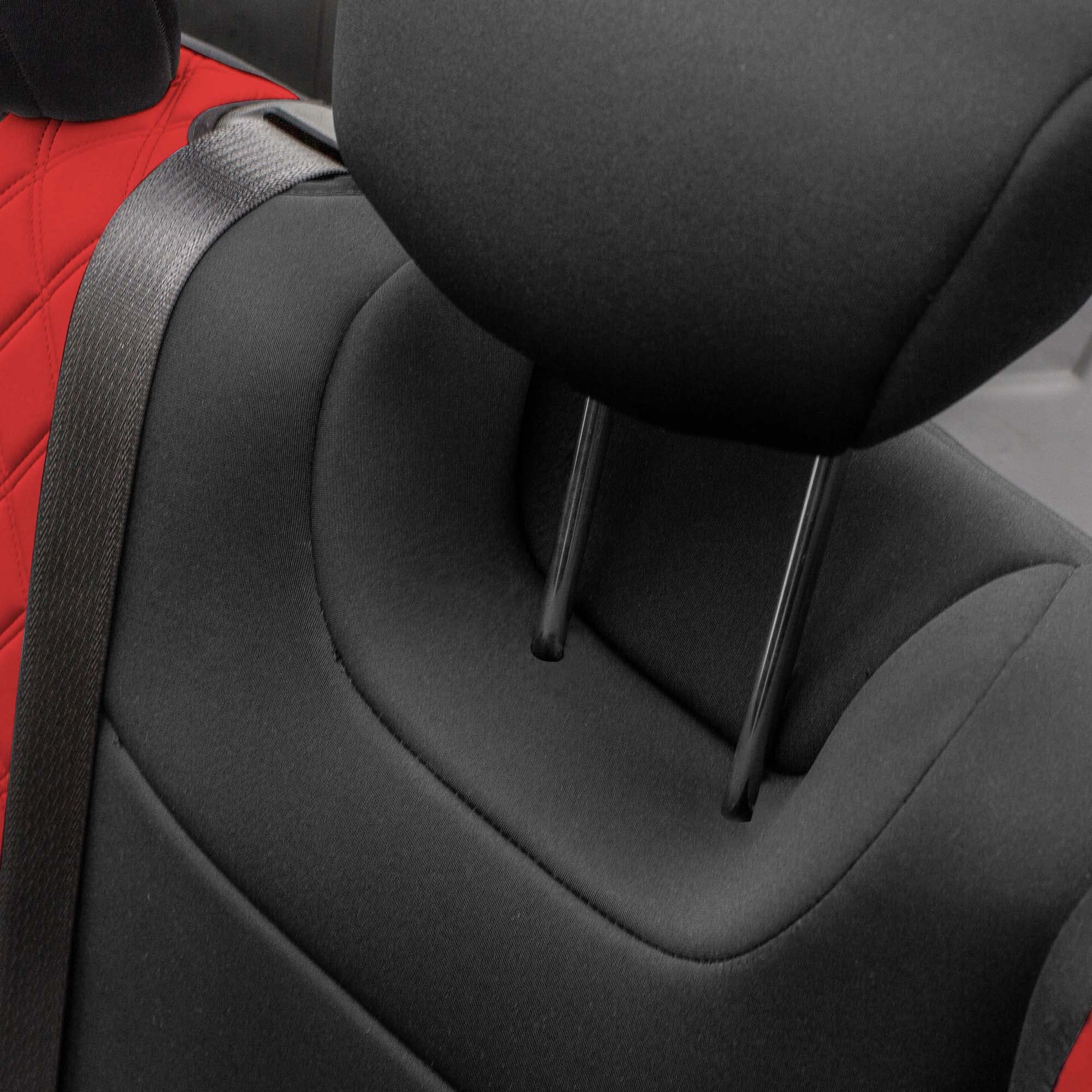 FH Group Custom Fit Neoprene Waterproof Car Seat Covers for Jeep Wrangler JL 4DR (2018-2024) - Full Set Red - Durable Protection for Off-Roading & Daily Commuting