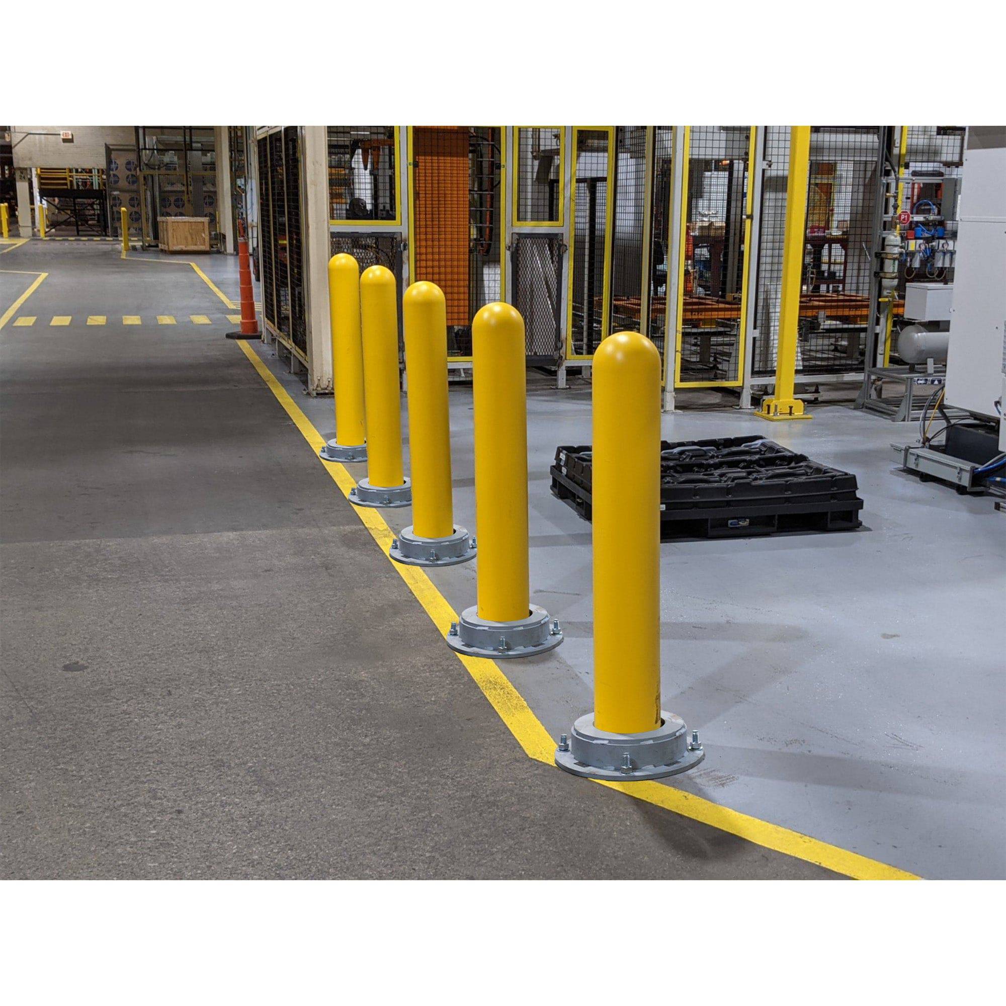 Heavy Duty Bounce Back Bollard - Safety Parking Post with Reflective Strip for Driveways, Garages, and Warehouses - Perfect for Traffic Control and Vehicle Protection