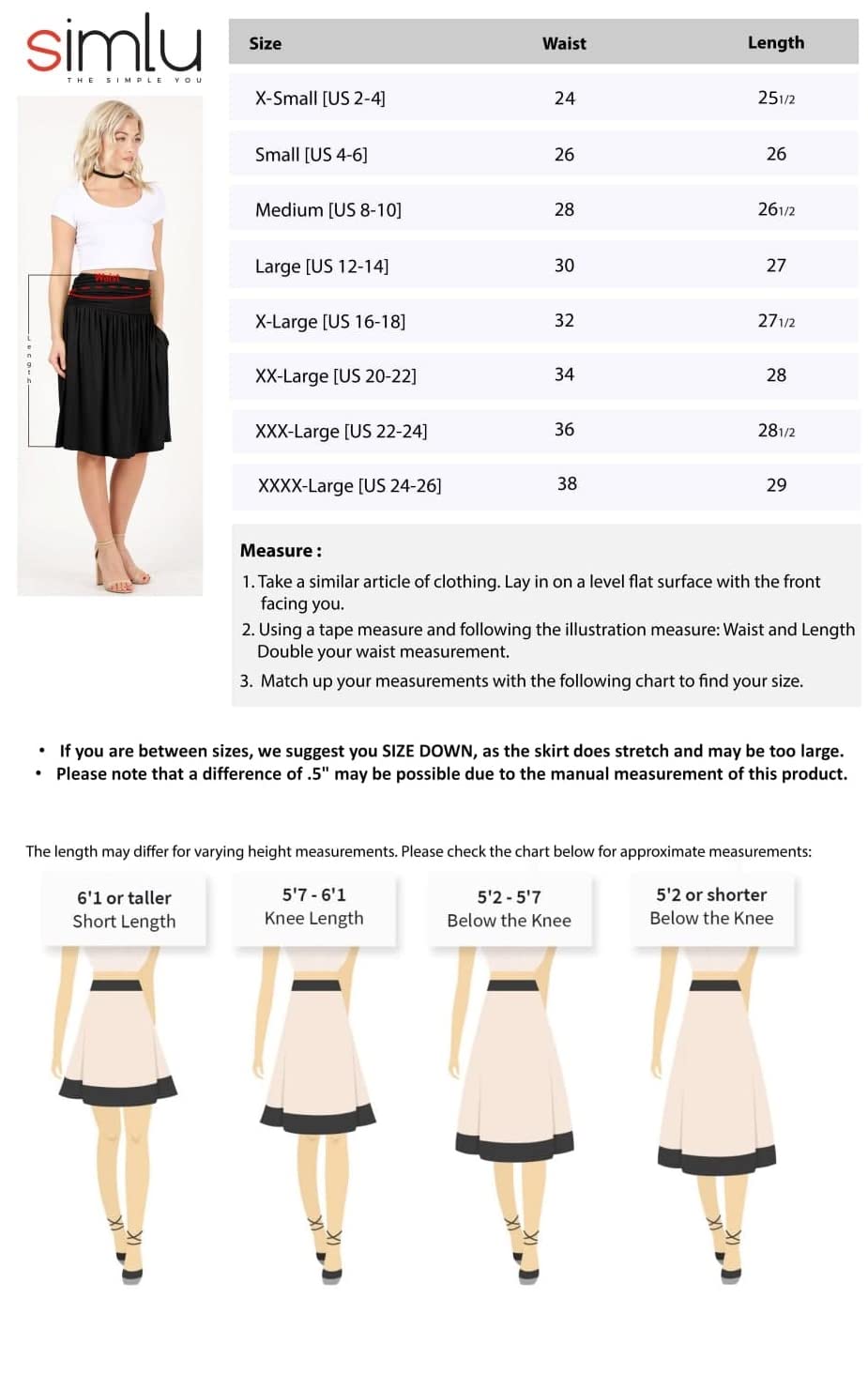 Women's Stretchy Ruched Midi Skirt with Pockets - Regular & Plus Size Flowy Below Knee Skirt for Work, Date Night & Casual Outfits | Simlu Fashion