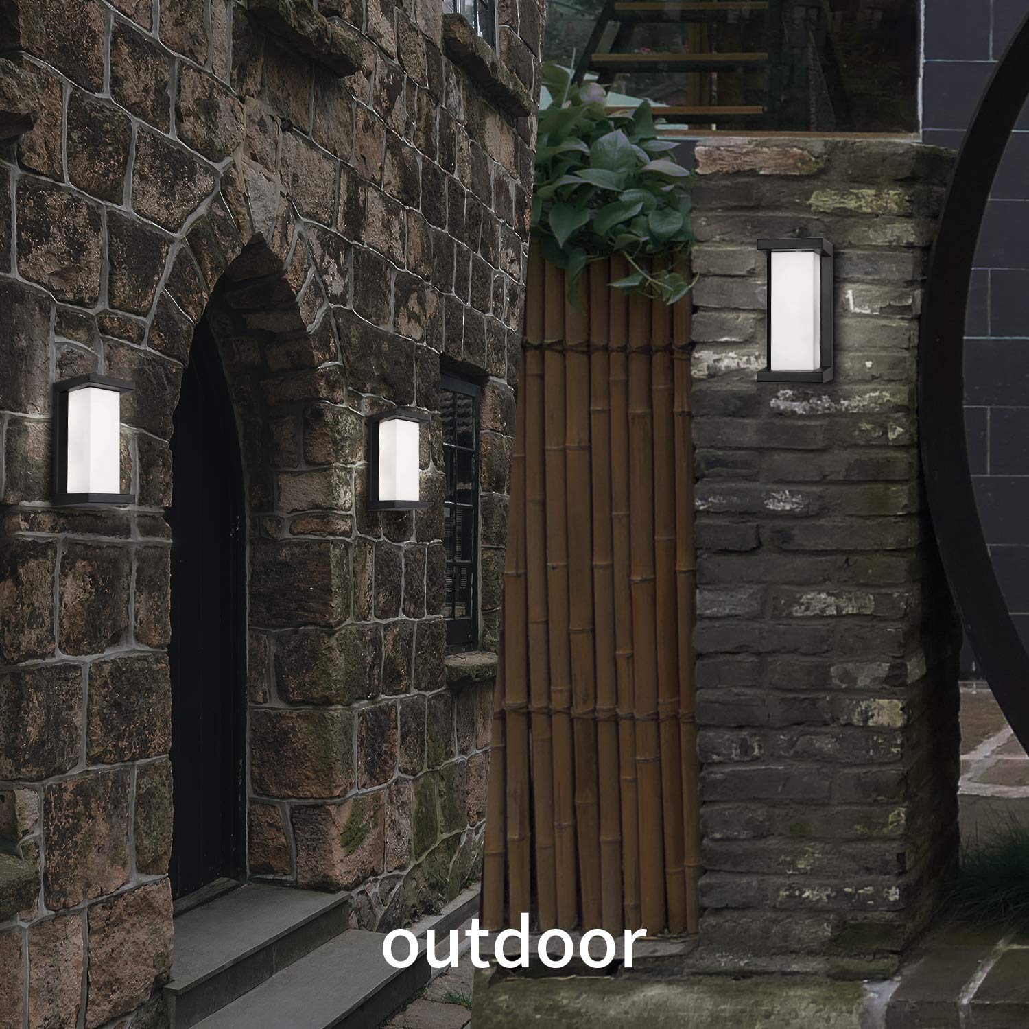 LIGHTESS 10W LED Outdoor Wall Sconce - Waterproof Exterior Light Fixture in Black (6000K Cool White) - Perfect for Porch, Garage, Garden & Patio Lighting
