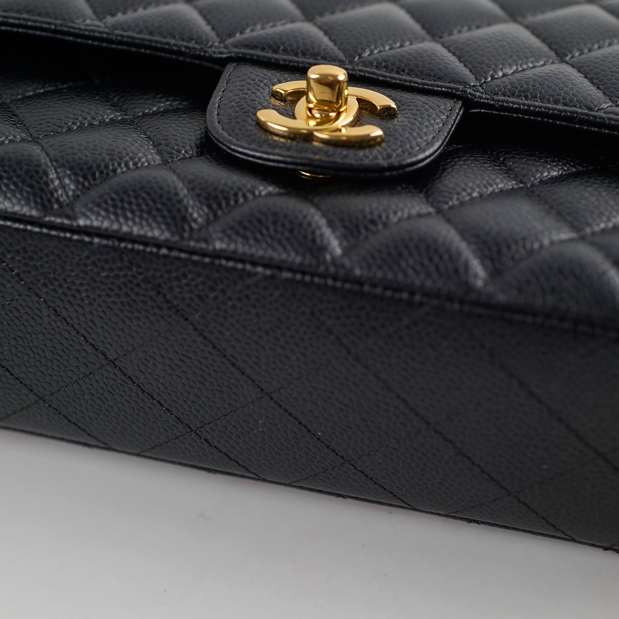 Chanel Caviar Leather Medium/Large Double Classic Flap Bag in Black - Luxury Handbag for Women, Perfect for Work, Evening Events & Everyday Use