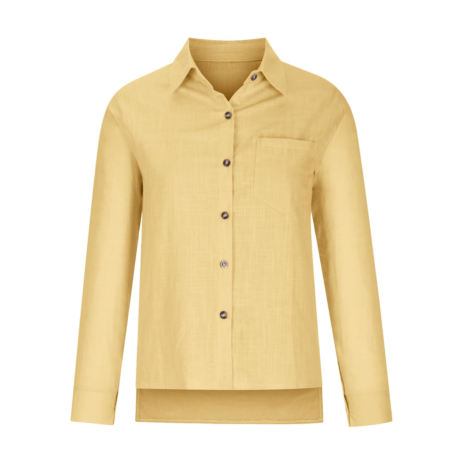 Women's Linen Long Sleeve Blouse - V Neck Button Down Shirt for Summer | Comfortable Business Casual Top for Office & Outdoor Wear