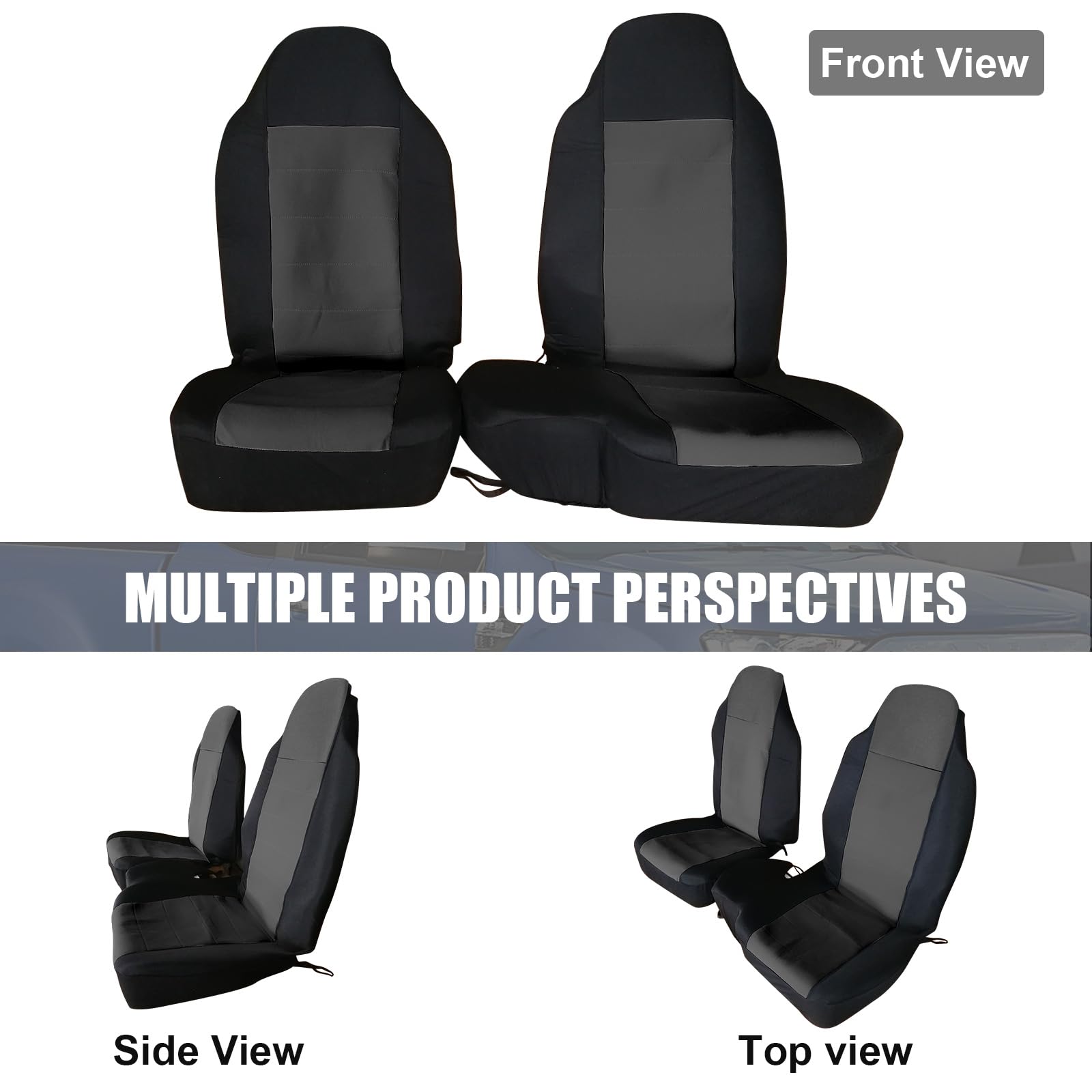 Premium Custom-Fit Front Seat Covers for 2004-2012 Ford Ranger Pickup - 60/40 Split High Back Seat Protection - Universal Fit Without Console - Durable Car Seat Covers for Work Trucks & Daily Commuting