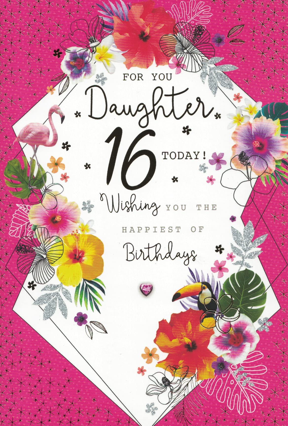 16th Birthday Card for Daughter - Modern Design, 9x6 Inches - Perfect Sweet 16 Gift, Teen Greeting Card, Party Invitation & Keepsake