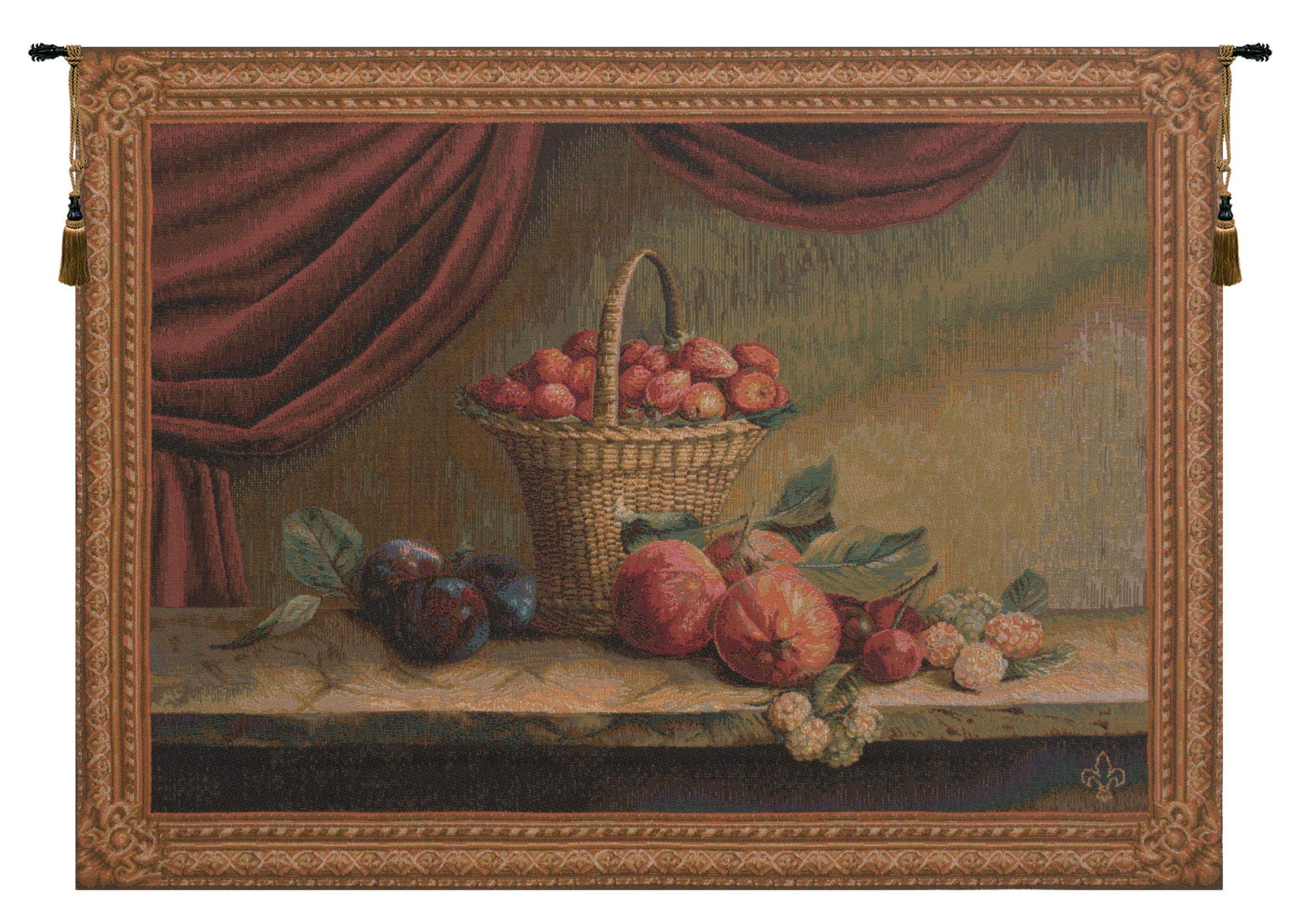 Charlotte Home Furnishings Strawberry French Tapestry Wall Hanging - 29x38 Inch Viscose Cotton Polyester Blend Wall Art for Living Room, Bedroom & Kitchen Decor | Farmhouse Style Home Decoration