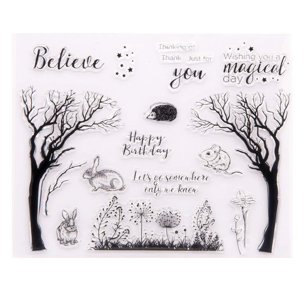Trees and Animals Clear Rubber Stamps for DIY Card Making, Scrapbooking, Photo Albums, and Paper Crafts - Decorative Silicone Stamps for Creative Projects